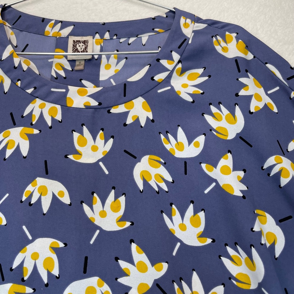 Anne Klein Women M Blue Top Oversized Artsy‎ Lightweight Mod Lagenlook Teacher